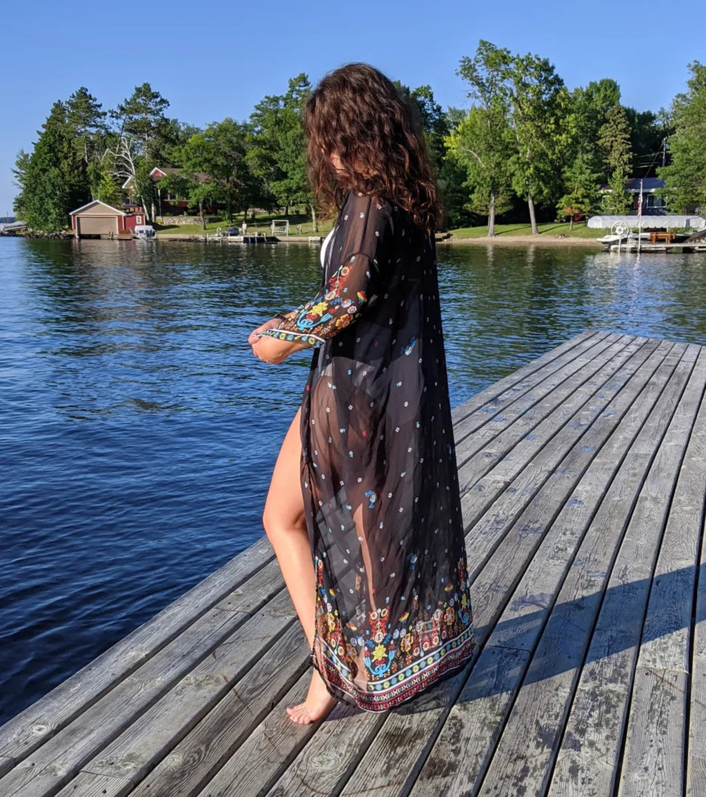 Sheer Black Insect Repelling Kimono