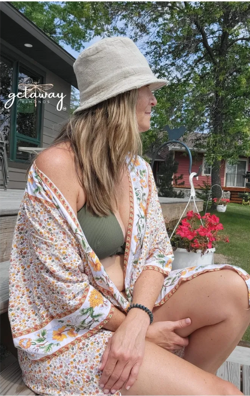 Ivory Floral Insect Repelling Kimono