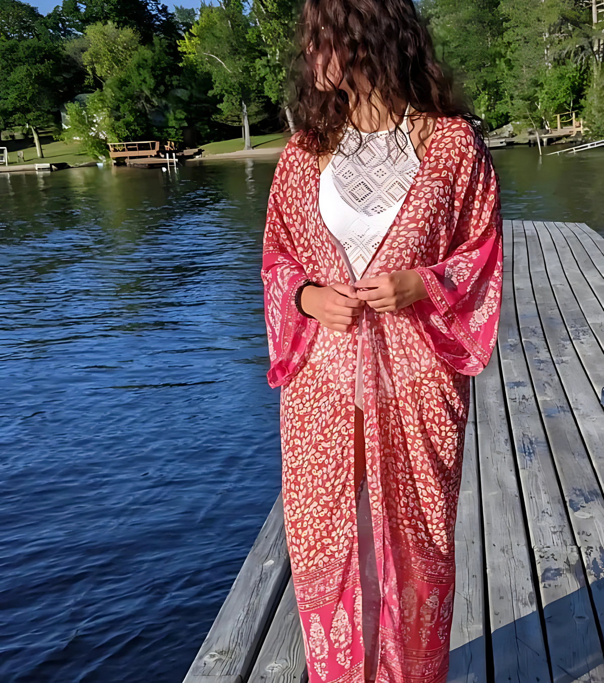 Deep Pink Sheer Insect Repelling Kimono Save $10 with code TAKETEN!