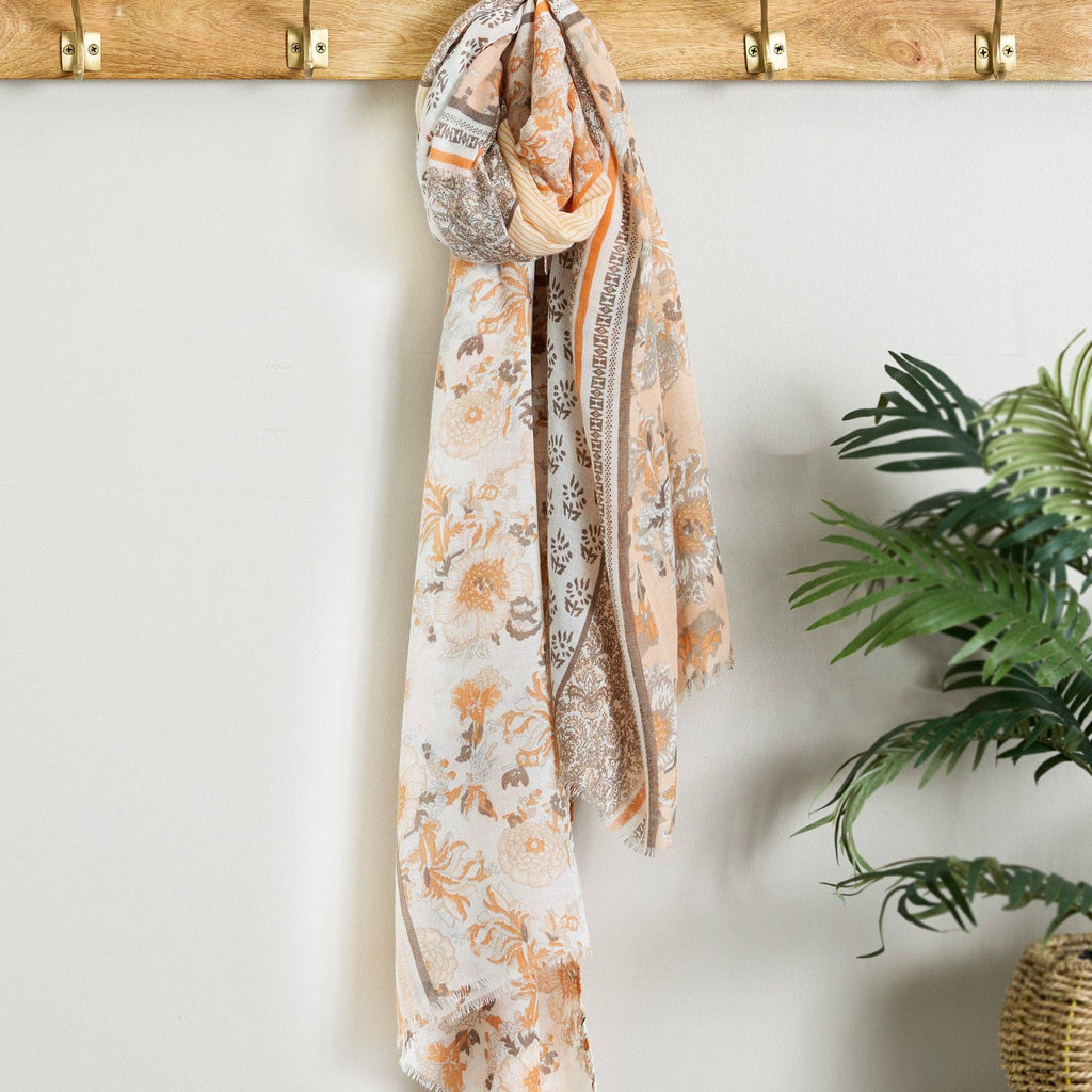 Hadley Wren Insect Shield® Mosquito-Repellent Scarf — Orange Boho Floral