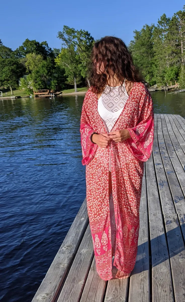 Deep Pink Sheer Insect Repelling Kimono