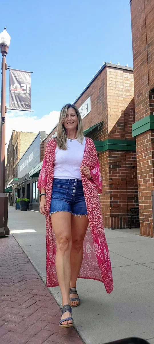 Deep Pink Sheer Insect Repelling Kimono Save $10 with code TAKETEN!